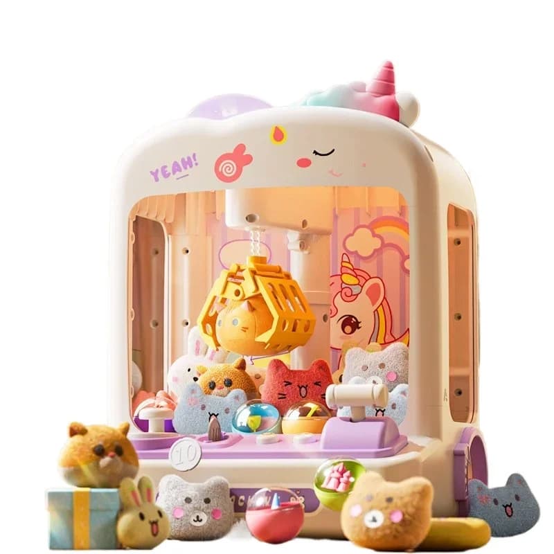 Mini Clip Dolls Machine Unicorn Rabbit Dinosaur Children Coin Operated Game Claw Crane Machine Toys Kids Birthday Christmas Gift