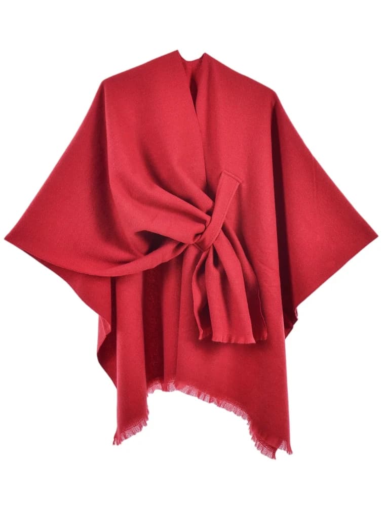 Autumn Winter Ladies' Fashionable Warm Cloak Double-sided Solid Color Imitation Cashmere, Draped Over Shawl Daily Dress up Gift