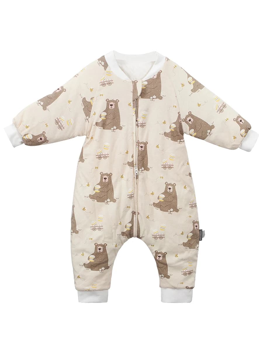 Cartoon Bee Bear Baby Sleeping Bag 1-4 Years Autumn Winter Warm Baby Sleepsack For Boys Girls Homewear 2.5Tog 3-Ways Zipper