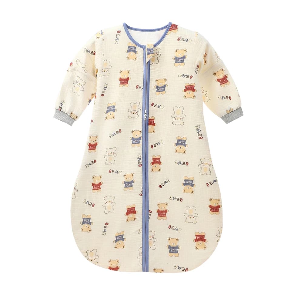 Baby Sleeping Bag Removable Sleeves Thin Breathable Gauze Cotton 3-Ways Zipper Design For Children'S Sleeping Bags 0-24 Months