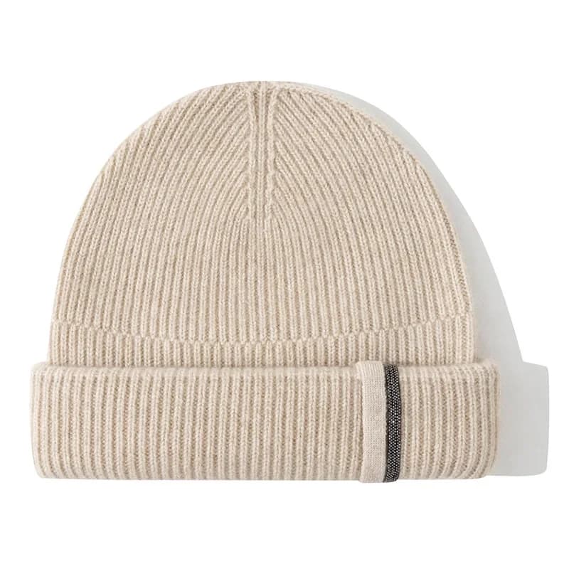 Cashmere Beanies Hat Women Men Beads Embellished Knitted Cap Bonnets