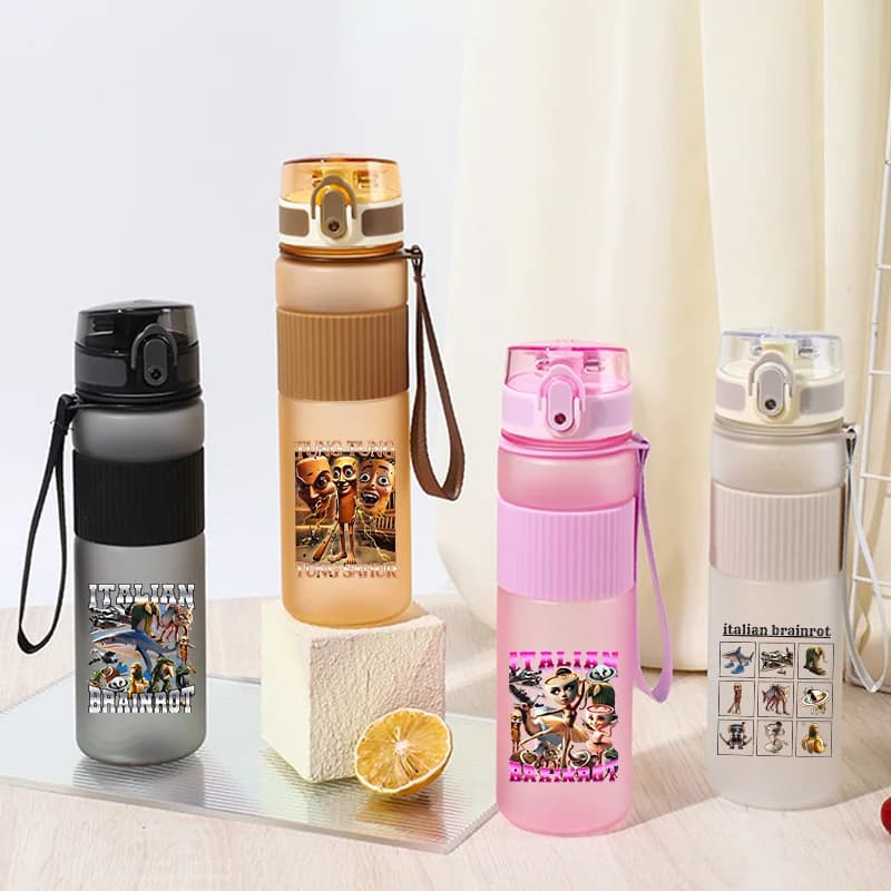 530ml Italian Brainrot Water Cup New Sports Men Portable Scrub Water Bottle Tung Tungtung Sahur High Value Water Cup Kids Gift