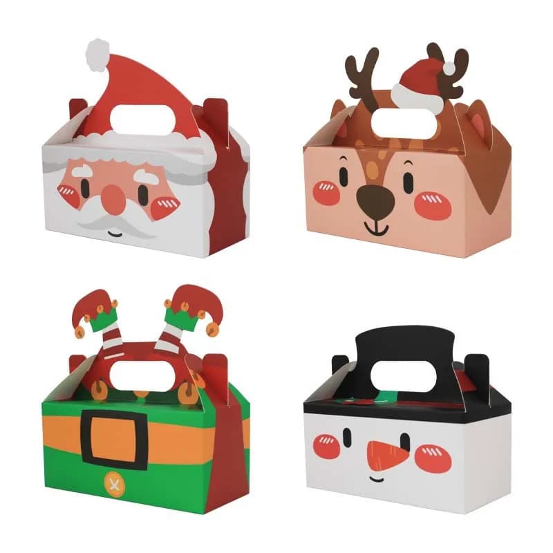 Christmas Small Gift Boxes Cardboard Goodie Treat Boxes Easy to Assemble Paper Boxes for Kids Santa Claus Party Favors Supplies