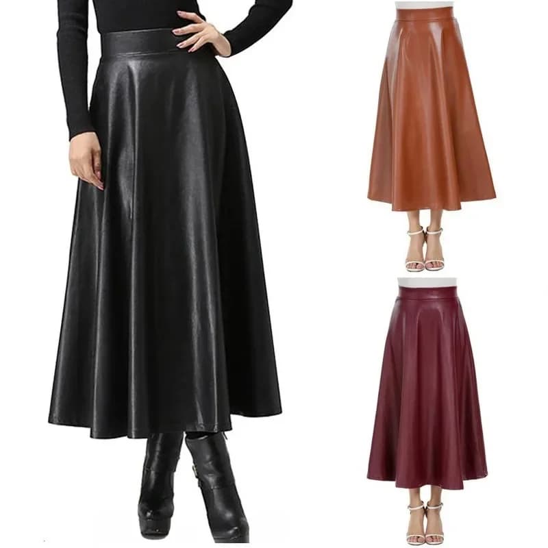 Autumn and Winter Women's Patchwork Zipper Folds Loose Midi Solid Color Fashion Casual Elegant Commuter Skirt