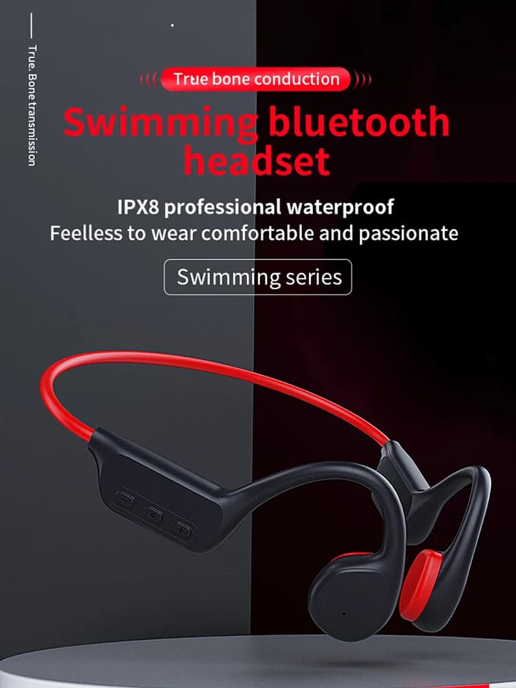 Hot Bone Conduction Wireless Headphone IPX8 Waterproof Swimming Sport Earphone HIFI Bass Ear-hook Bluetooth 5.3 32GB MP3 Player