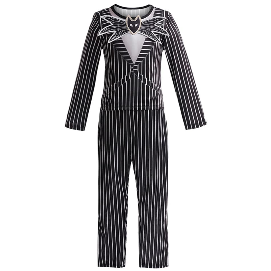 Kids Halloween Costume Jack Cosplay Skellington Striped Suit Children Horror Role Play Christmas Carnival Halloween Party Outfit