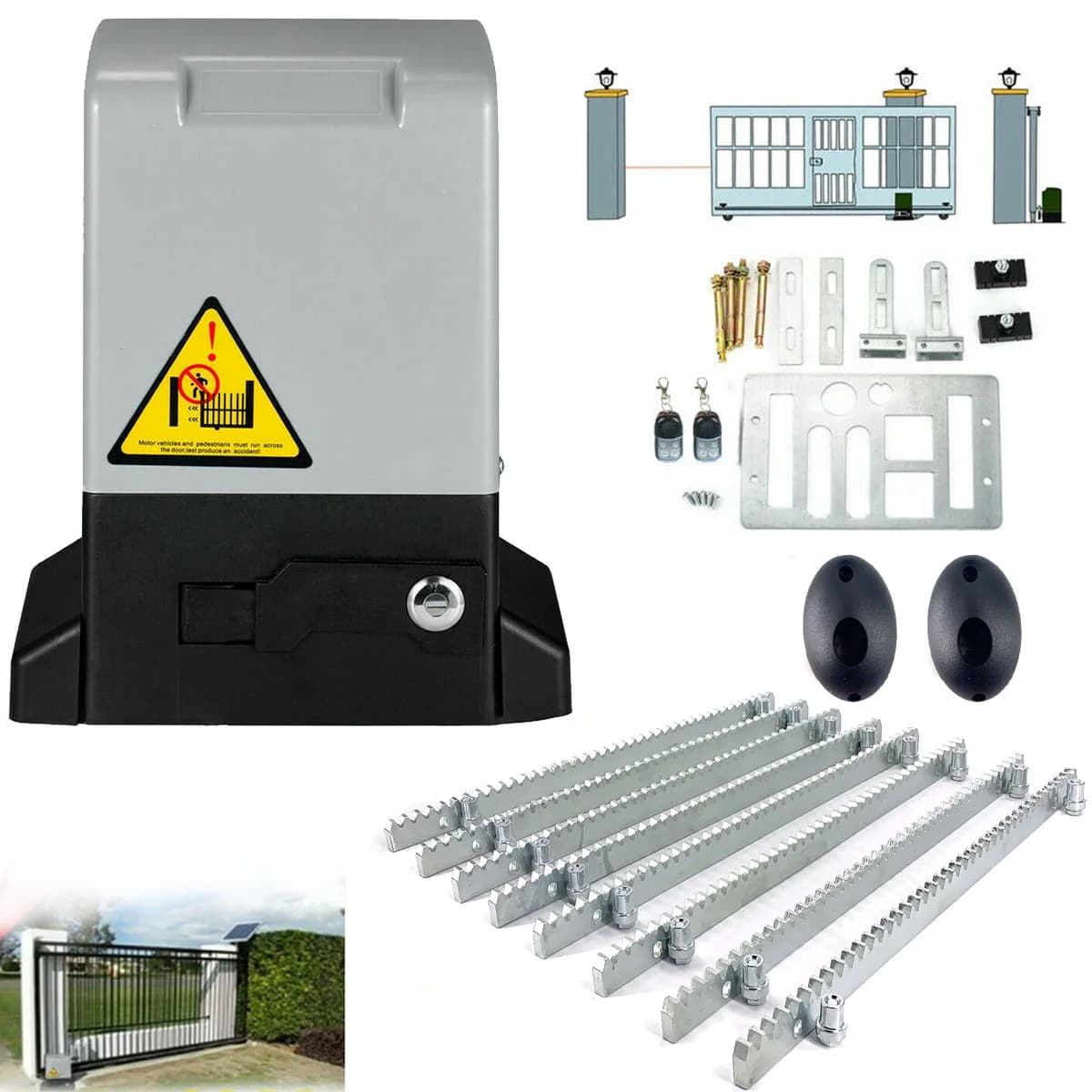 Electric Gate Opener 800/1200K/2000KG Garage Door Opener Automatic Sliding With Racks Keys Operator for Hotel Factory School