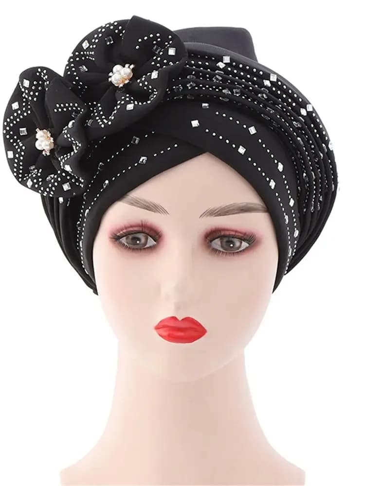 Luxury Diamonds African Autogele Already Made Headtie Female Head Wraps Lady Turnban Cap Wedding Party Headpiece