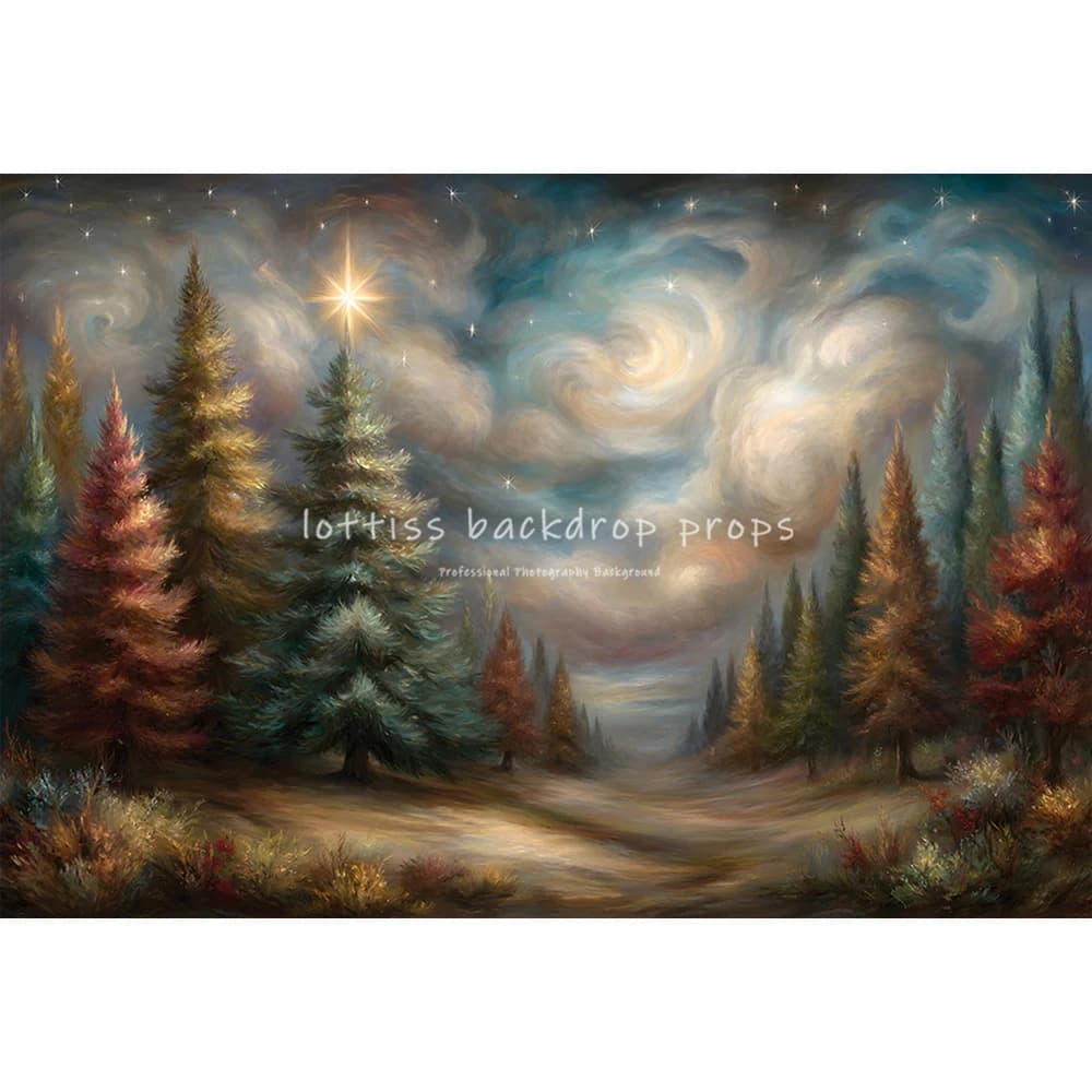 Winter Snowy Forest Backdrops Kids Baby Photography Child Adult Photocall Decors Big Moon Town Snowflake Backgrounds
