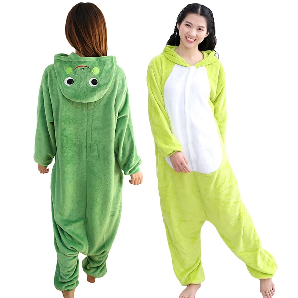 Green Frog Pajamas Kigurumi Women Animal Onesie For Adults Men One-Piece Jumpsuit Sleepwear Halloween Christmas Cosplay Costume