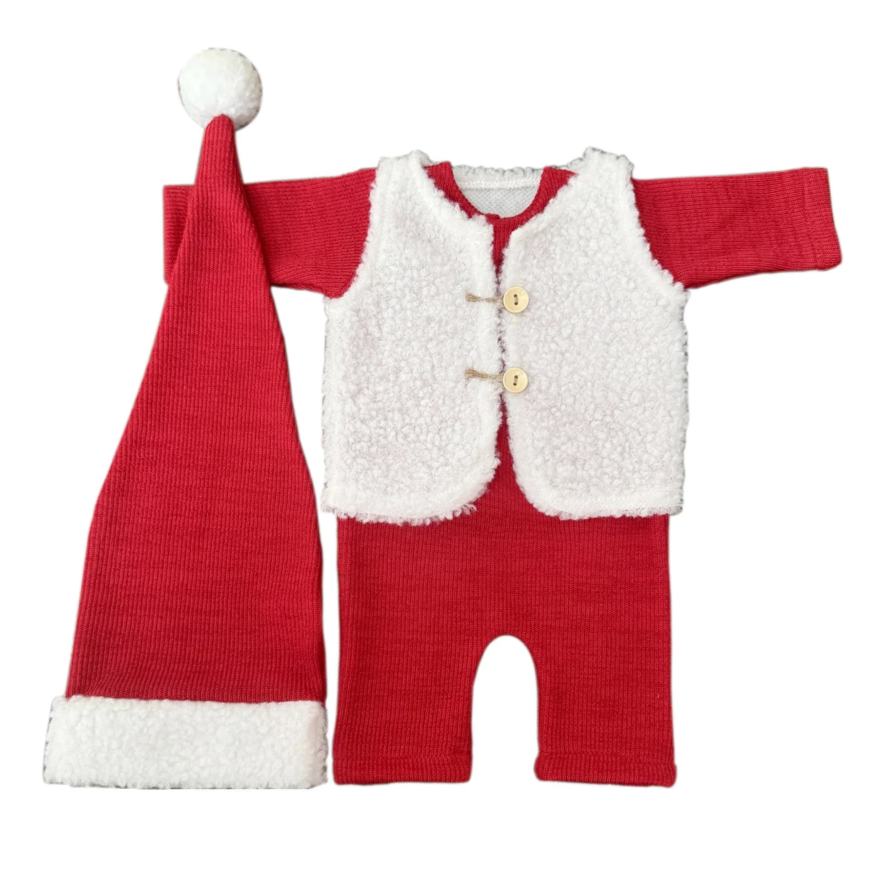 ❤️Newborn Photography Christmas Clothing Hat+Jumpsuit+Vest 3Pcs/Set Baby Photo Props Accessories Studio Shoot Clothes Outfits