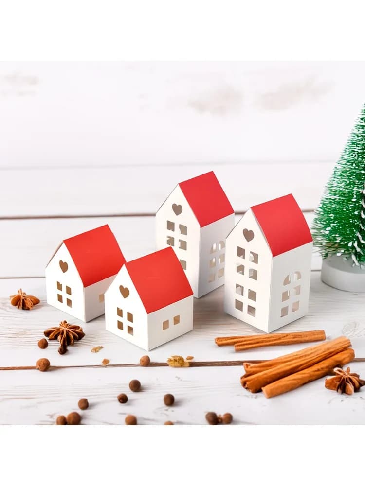 10/30/50pcs Colorful Small House Biscuit Candy Box Creative Baking Packaging Festival Party Child Gift Candy Paper Box