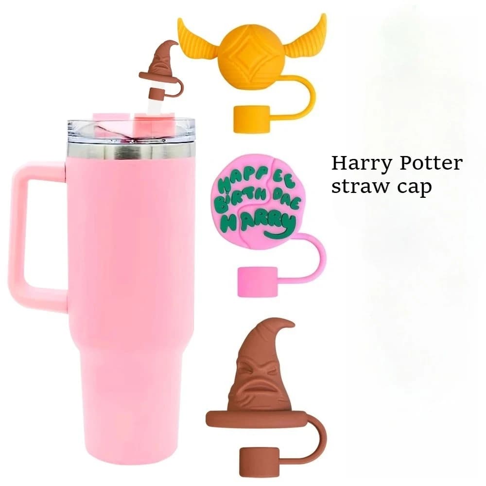 Harry Potter 3D Cartoon Straw Cover - Compatible with Stanley Cups, 10mm Dust Cap, Straw Tip Protector, Cup Accessory