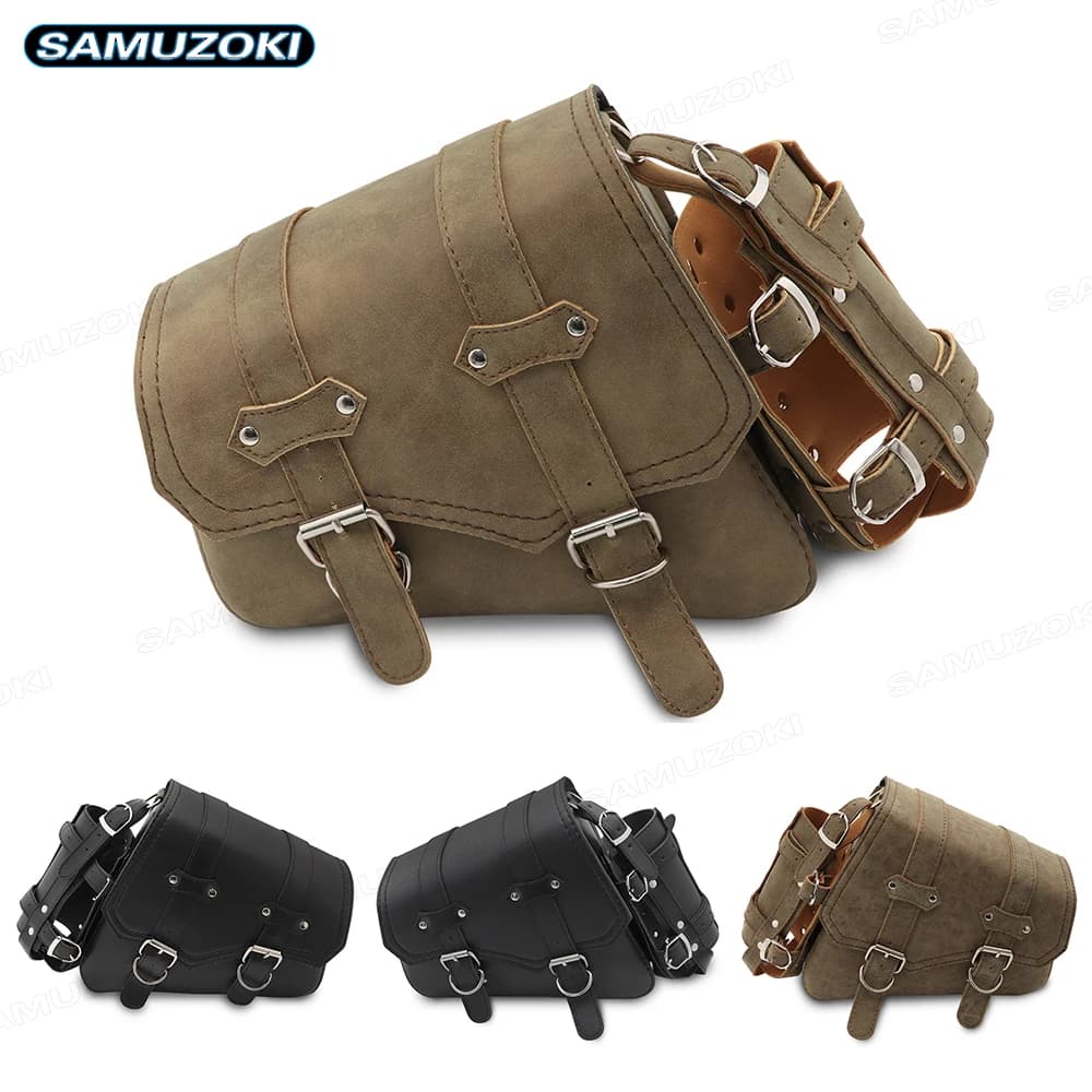 Motorcycle PU Leather Side Saddle Bags Fit for Harley Sportster XL 883 1200 Chopper Cruiser Cafe Racer Softail Bobber