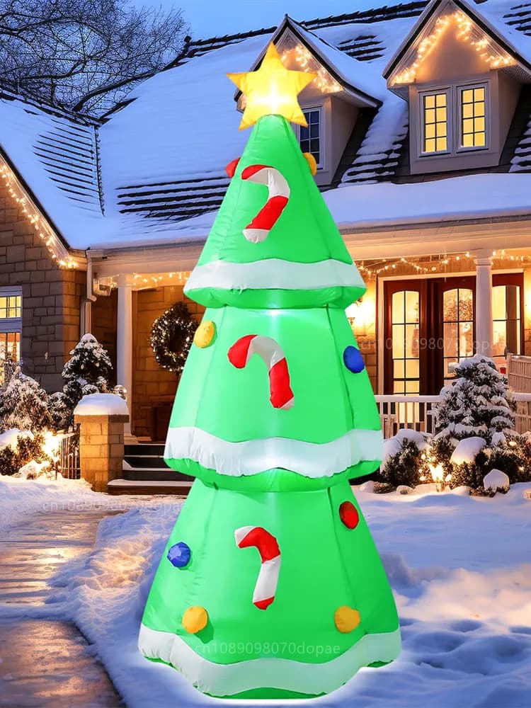5FT Christmas Inflatable Candy Christmas Tree Model Built-in LED Light Indoor Outdoor Garden Courtyard Holiday Party Decorations