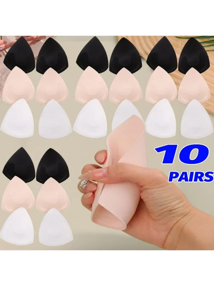 1/2/10 Pairs Invisible Triangle Breast Pads for Swimsuits Reusable Waterproof Sweat Proof U Shape Support Lift No Glue Comfort