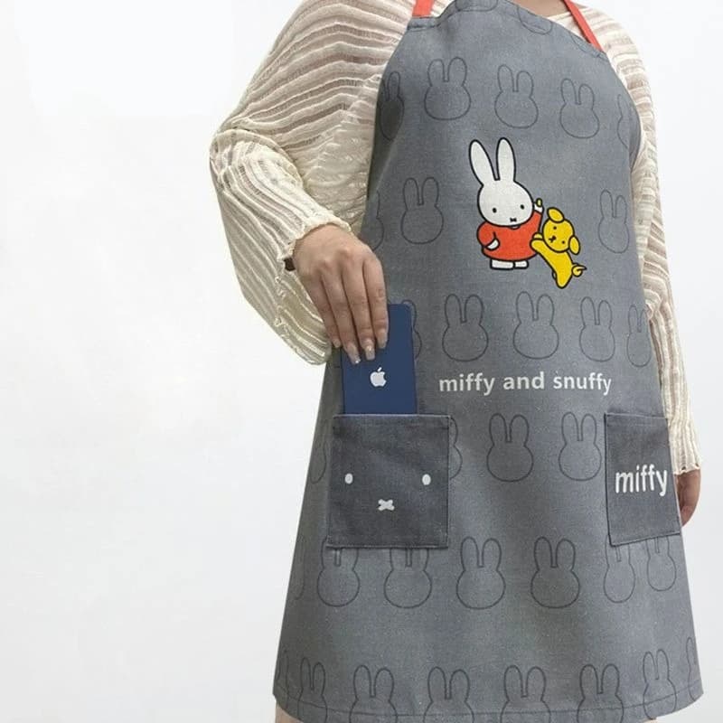 Miffy Apron Cute Pattern Waterproof Oil Proof Aprons Kitchen Household Goods Cute Cooking Baking Apron Girl Gifts Housework