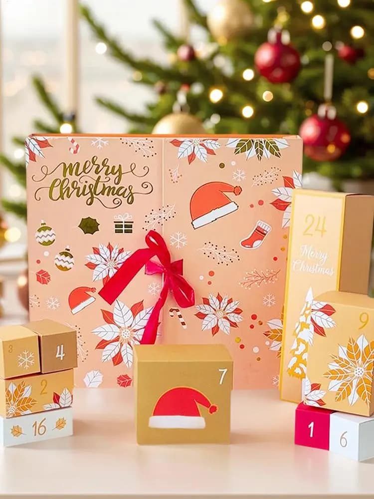 Christmas Countdown Calendar Box 24-Day 2025 Empty Calendars Advent Box to Fill Home Decorations Party Favors for Stationery