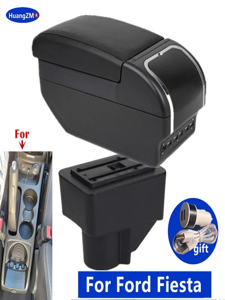 For Ford Fiesta Armrest Box For Ford Fiesta 3 2011-2018 Car Armrest Storage Box Cup Holder Dedicated Retrofit Car Accessories