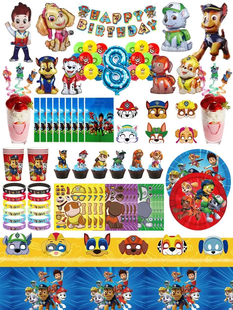Paw Patrol Birthday Decoration Skye Birthday Decorations Set Balloons Backdrop Plates Cups Paw Patrol Birthday Party Favors Gift