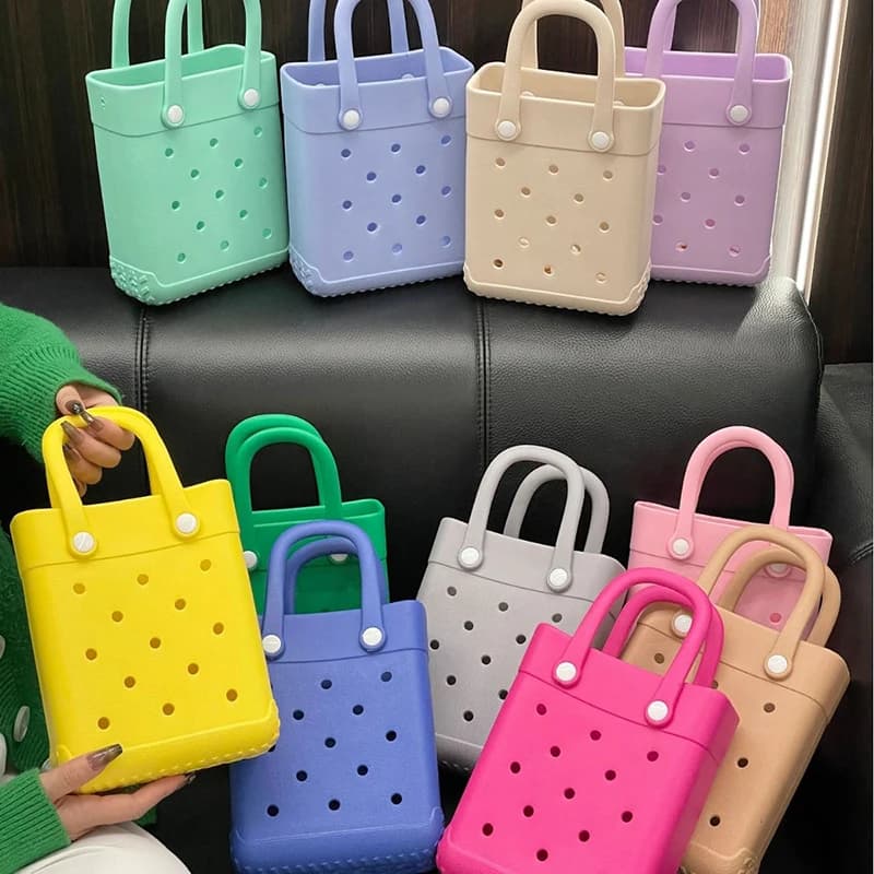 EVA Waterproof Mini Beach Tote Bag Travel Bags Sandproof  Small Size Handbag for Sports Gym Travel Market Outdoor