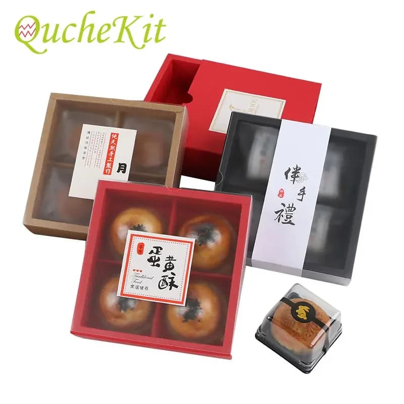 5/10/20pcs Egg Yolk Crisp Cookie Baking Packing Box Drawer Type Frosted PVC Mooncake Cake Gift Boxes Mid-Autumn Party Favors