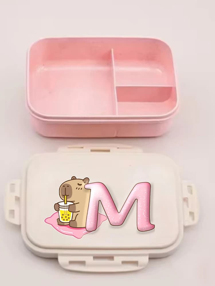 Capybara Pink Lunch Box Girls Boys Kawaii Portable Bento Boxs Student Hermetic Food Crisper Single Layer Capacity Kids Rice Box