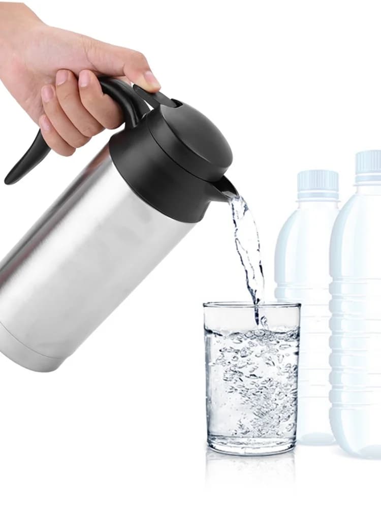 24V 750ml Electric Heating Cup Kettle Stainless Steel Water Heater Bottle for Tea Coffee Drinking Travel Car Truck Kettle