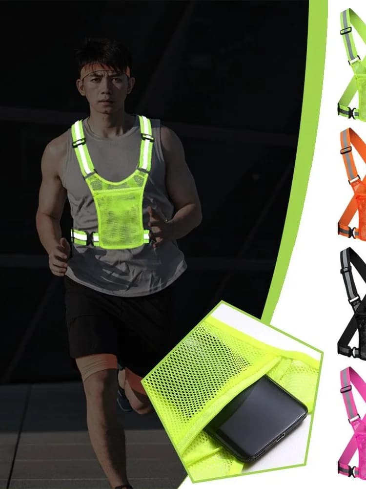 Reflective Safety Vests Lightweight Adjustable Elastic Vest Jacket Hi Vis Reflective Strips for Traffic Control Running Cycling