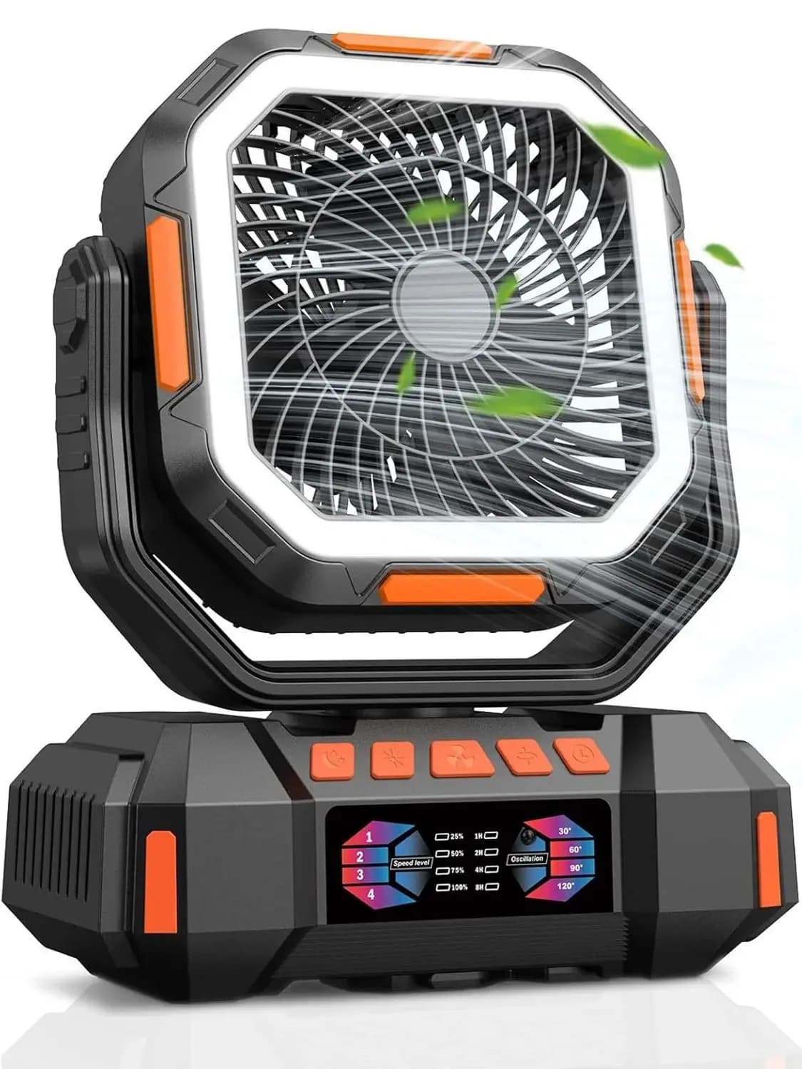 Portable Camping Fan 40000mAh Battery Powered,Rechargeable Outdoor Fan with Remote & LED Light,for Desk/Tent/Camping/Fishing