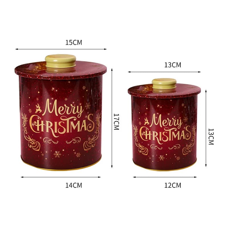 2 Pcs Christmas Tin Box Candy Storage Jar Coffee Tea Spice Candy Jewelry Storage Case Household Sealed Jars Xmas Packing Box