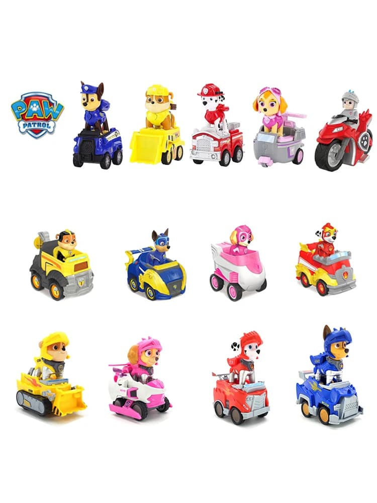 PAW Patrol  Great Achievement Rescue Team Power Dog Cartoon Assembly Handmade Power Car Pendant Toy Children's Birthday Gift
