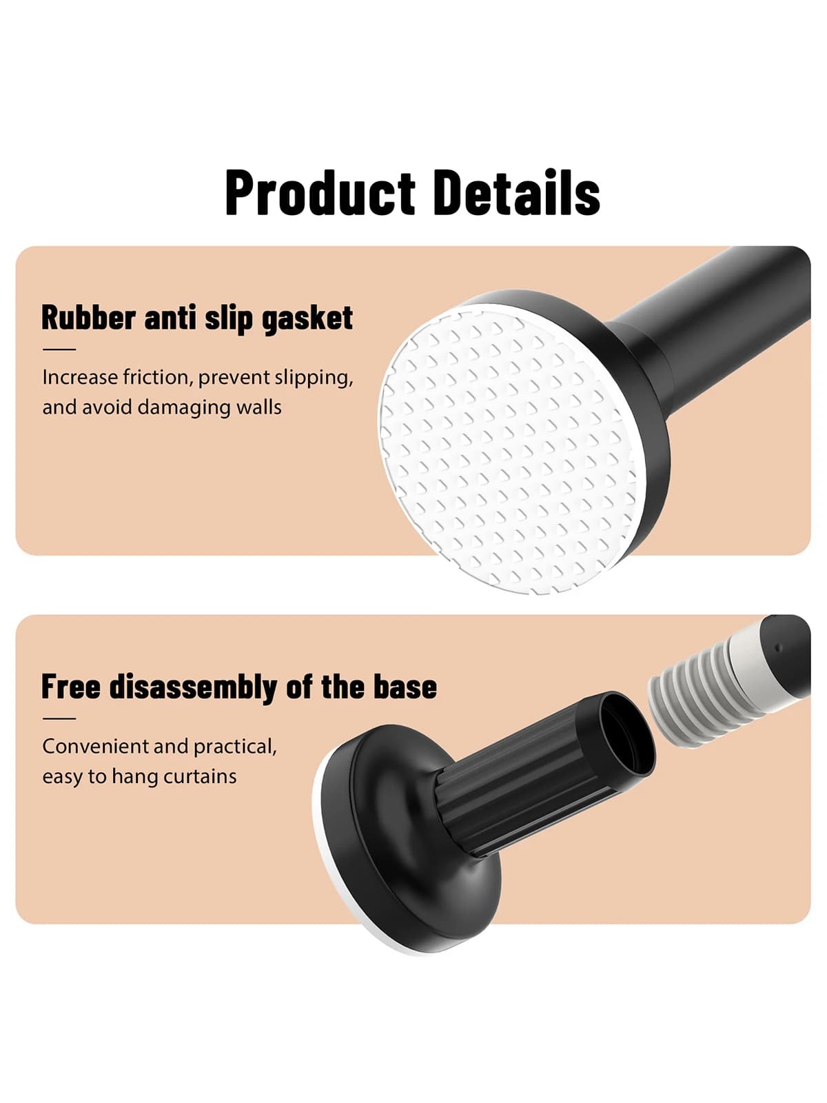 Adjustable Wardrobe Rail,Extendable Curtain Rod for Windows & Showers, Closet Hanging Rails for Clothes Wardrobe Bathroom