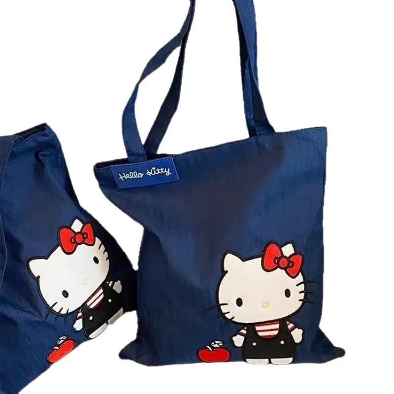 Anime Sanrio Hello Kitty Canvas Bag KT Cat Large Capacity Storage Bag Y2K Casual Shoulder Tote Bag Christmas Birthday Gifts