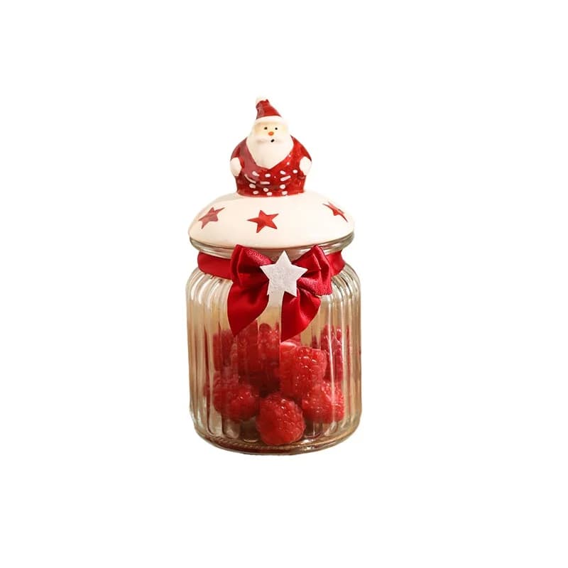 Christmas Candy Glass Sealed Jar Household Nut Jar Food Grade Tea and Grain Storage Jar