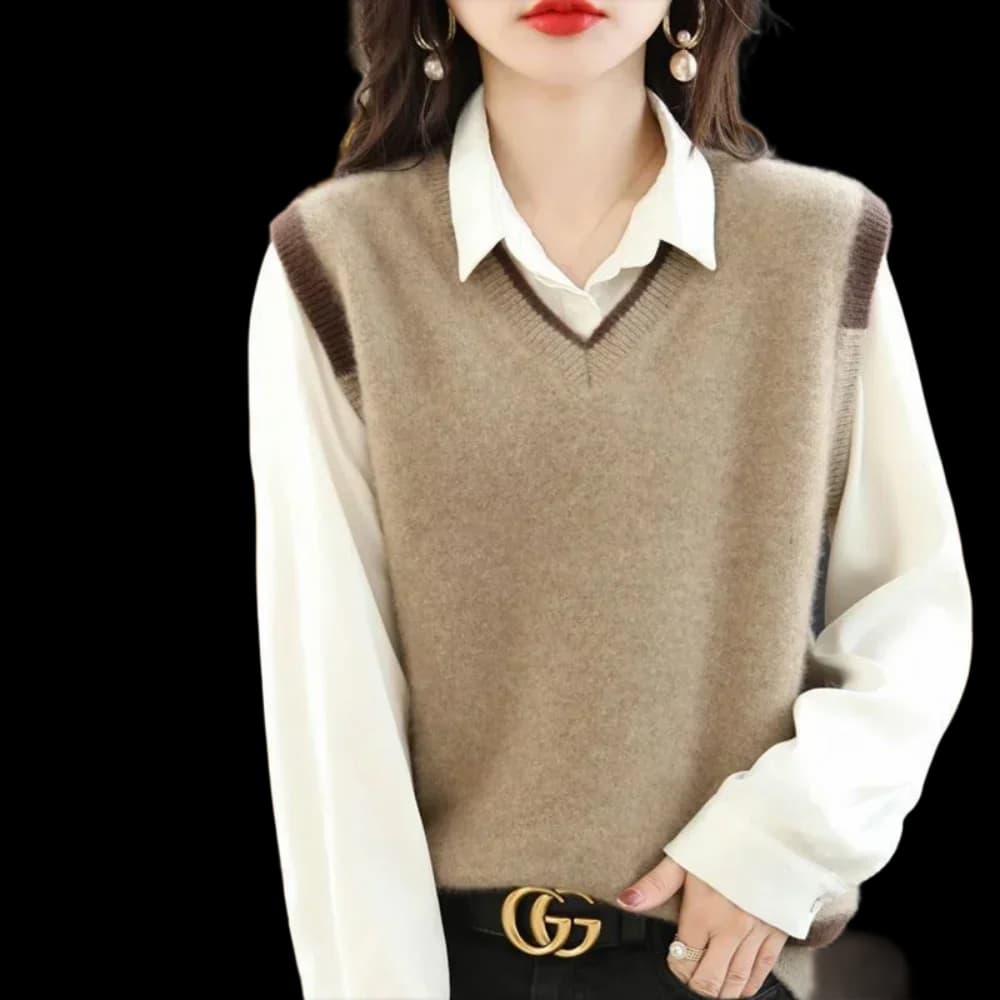 Knitted Vest Wool Vest for Women in Spring and Autumn New Loose Vest Top Vest Sleeveless Exterior