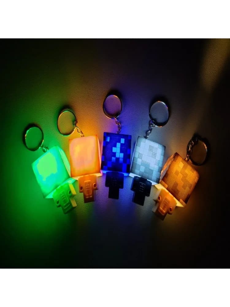 LED Glowing pixel Keychain Mini World Building Blocks Mosaic Light Up Creative Pocket Toy XMAS Novelty Gift for Collectors