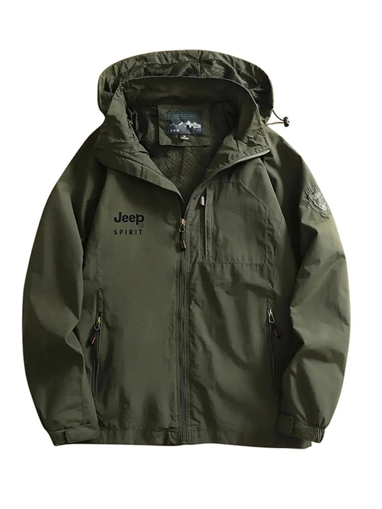 Jeep Spirit Jacket for Men Autumn and Spring Windbreaker Casual Fashion Hooded Outdoor Windproof Jacket
