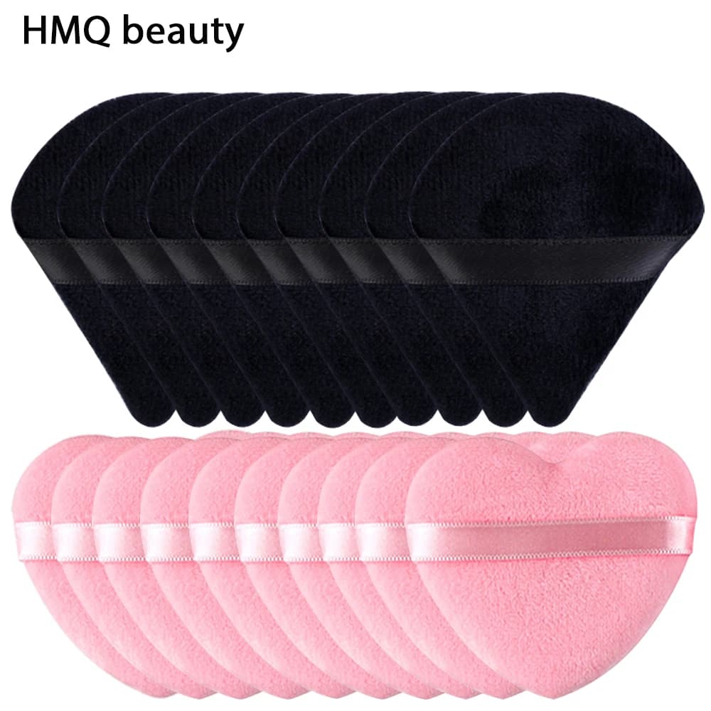 10/20Pcs Triangle Velvet Powder Puff Heart Shaped Makeup Sponges Blender Foundation Cosmetic Facial Sponges Make Up Accessories
