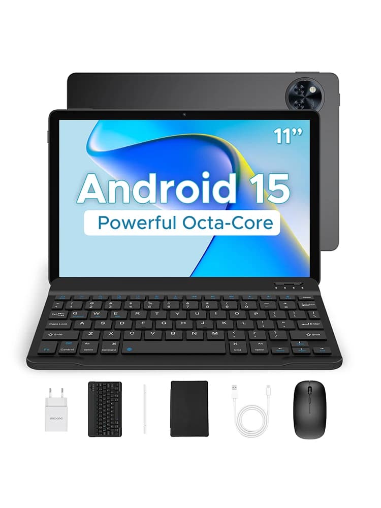 DOOGEE U11 2 in 1 Tablet PC Android 15 16GB(4+12) 128GB 11" Ultra-clear 90Hz Display Unisoc T606 8580mAh Battery Widevine L1
