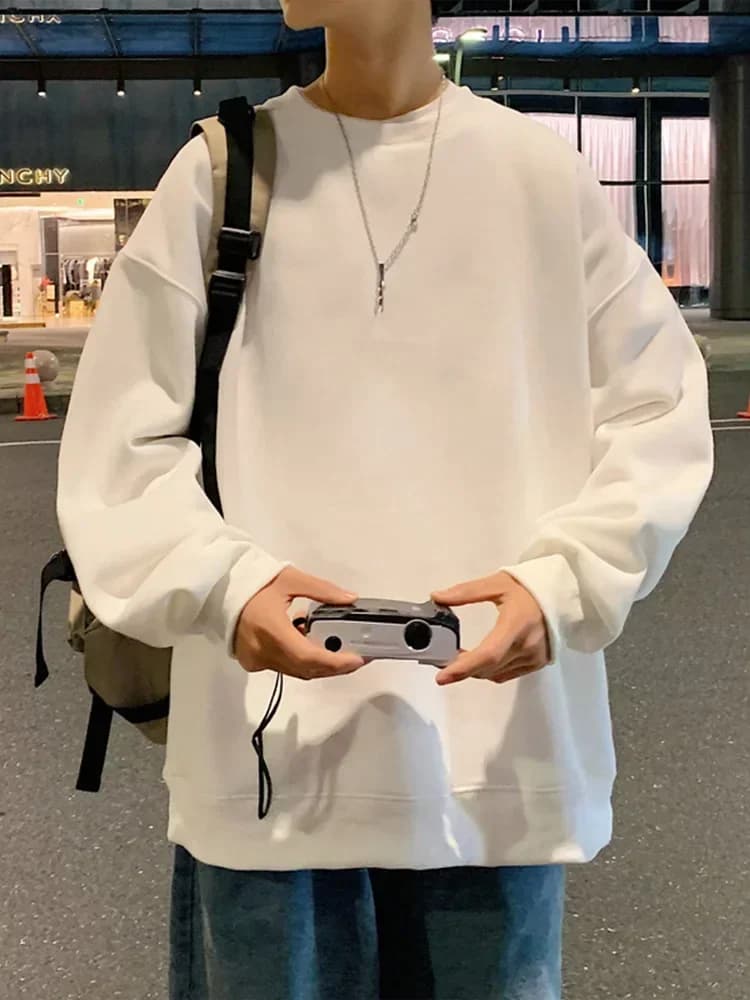 Men's Oversized Hoodie White 5XL Harajuku Hoodies Oversize For Men Solid Man Casual Wear Hoody Fashion Male Sweatshirt