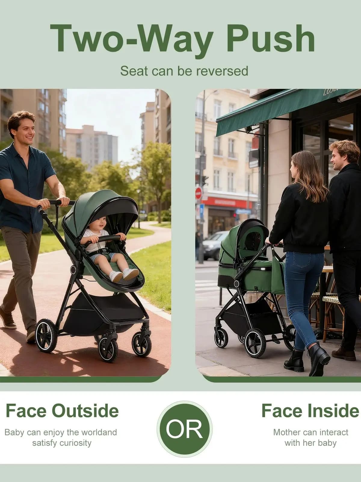 Baby Stroller 3 in 1 Easy Folding Multifunctional Stroller Travel Portable Baby Carriage Safety Seat EU Standard for Newborn