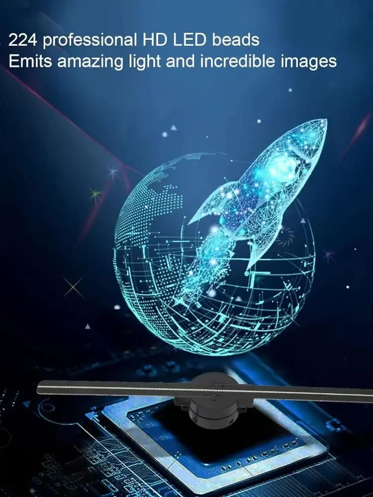 3D Hologram Fan 42CM 3D Holographic Projector Advertising Display Light HD Holographic Projector for Stores Bars Party Xmas