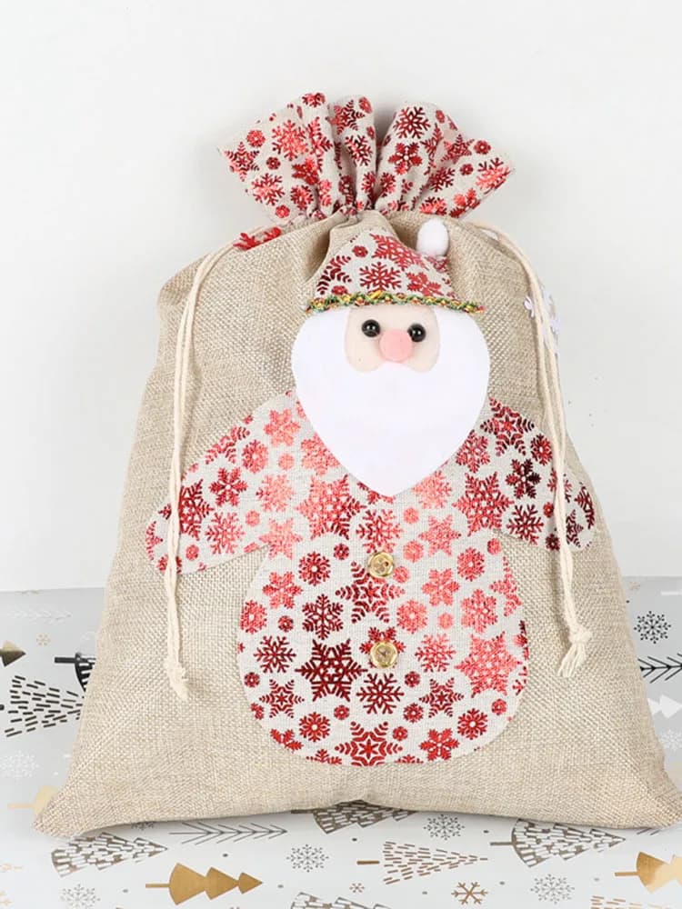 30 * 40cm Large Christmas Drawstring Linen Candy PATCH Bag Party Children's Gift  Apple Decorative Pendant Home Storage Products
