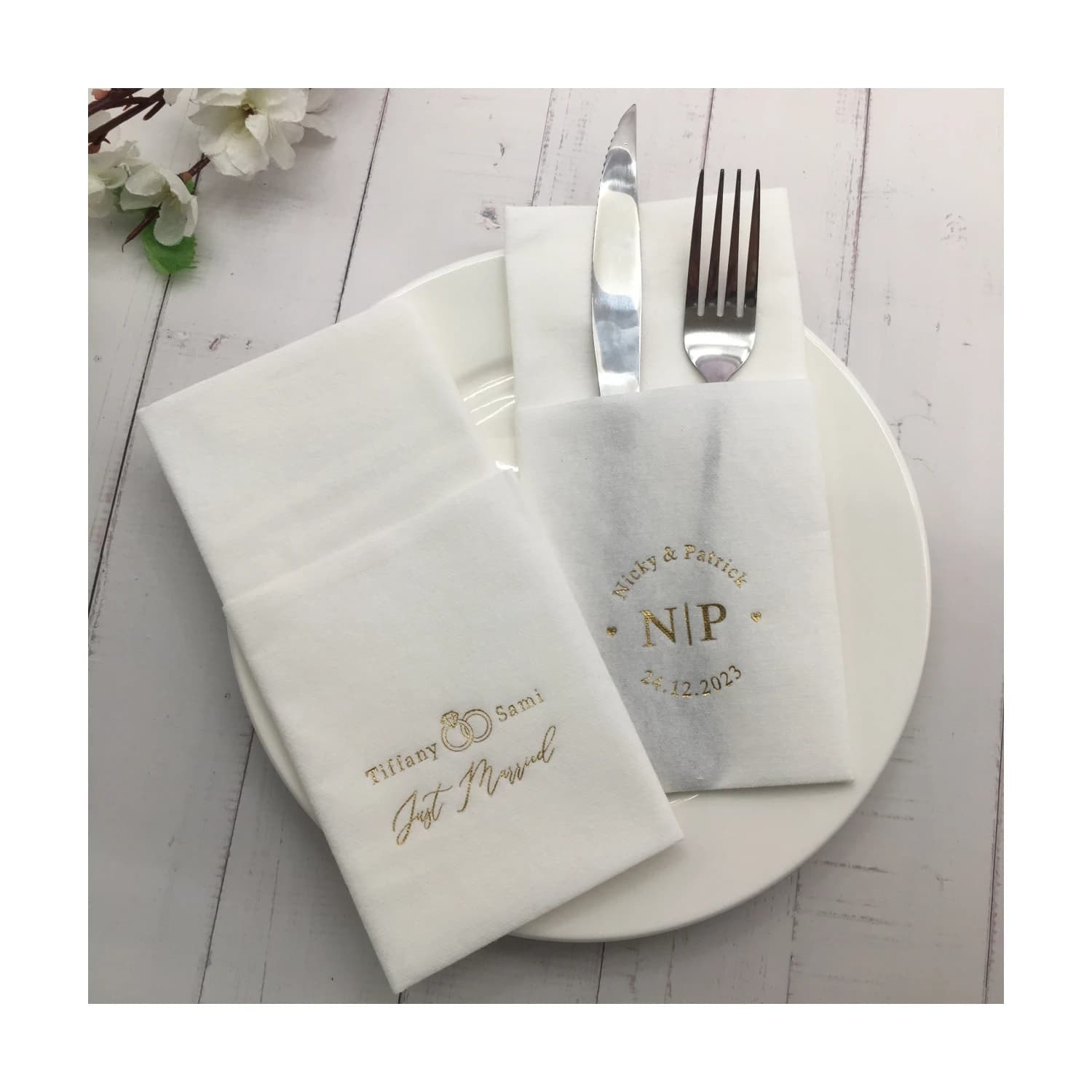 100pcs Personalized Napkins Custom Printed Paper Napkins Cocktail Beverage Luncheon Dinner and Guest Towel Sizes Available! Lots