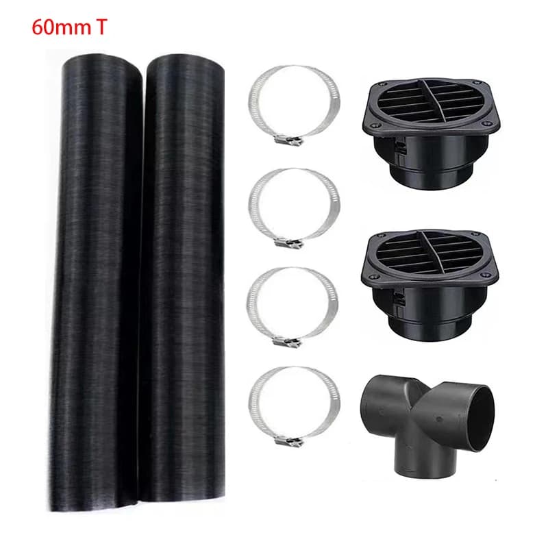 60/75mm Car Auto Heater T Y Pipe Duct Warm Air Outlet Black For Webasto Eberspacher Propex Parking Diesel Heater