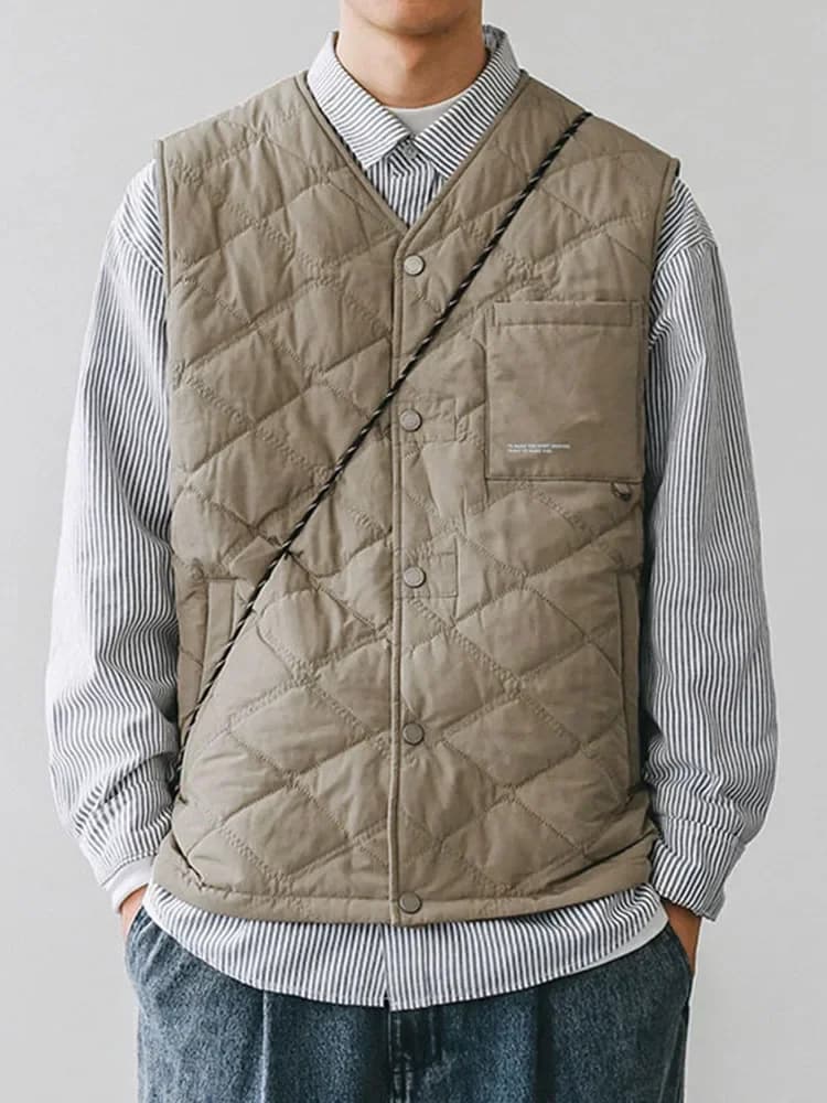 Cotton for Men's Simple Casual and Lightweight Inner Vest Cardigan Work Vest Top
