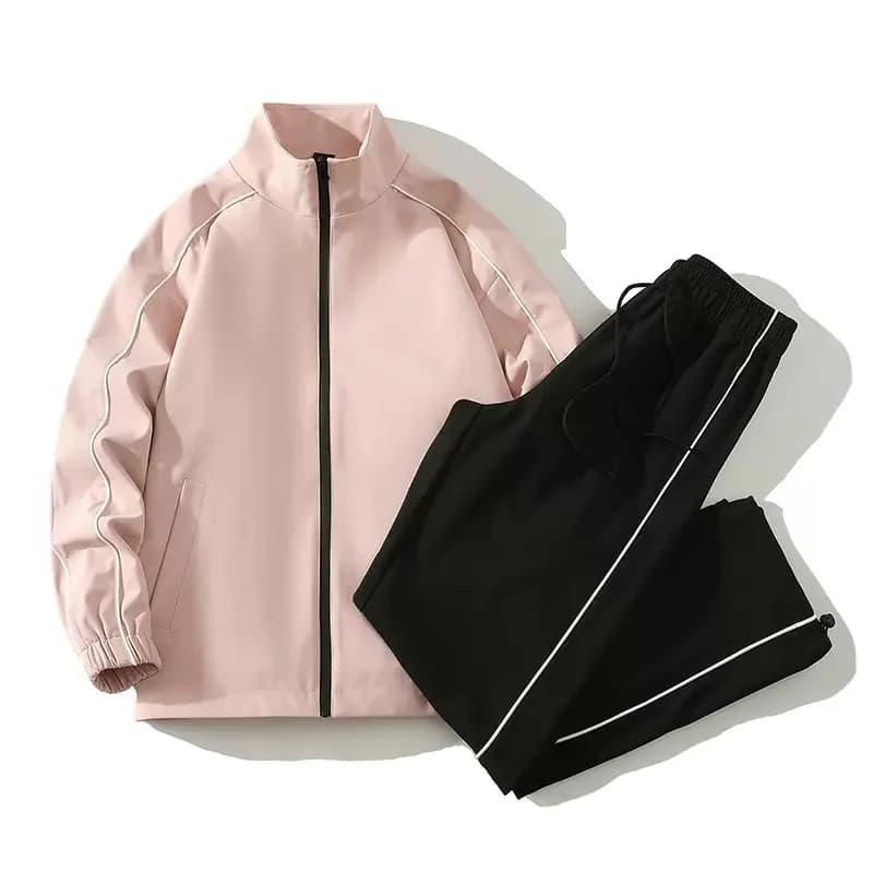 Autumn and Spring Fashion Solid Color Windproof Waterproof Sports Suit Men's Casual Loose Comfortable High Quality Two-piece Set
