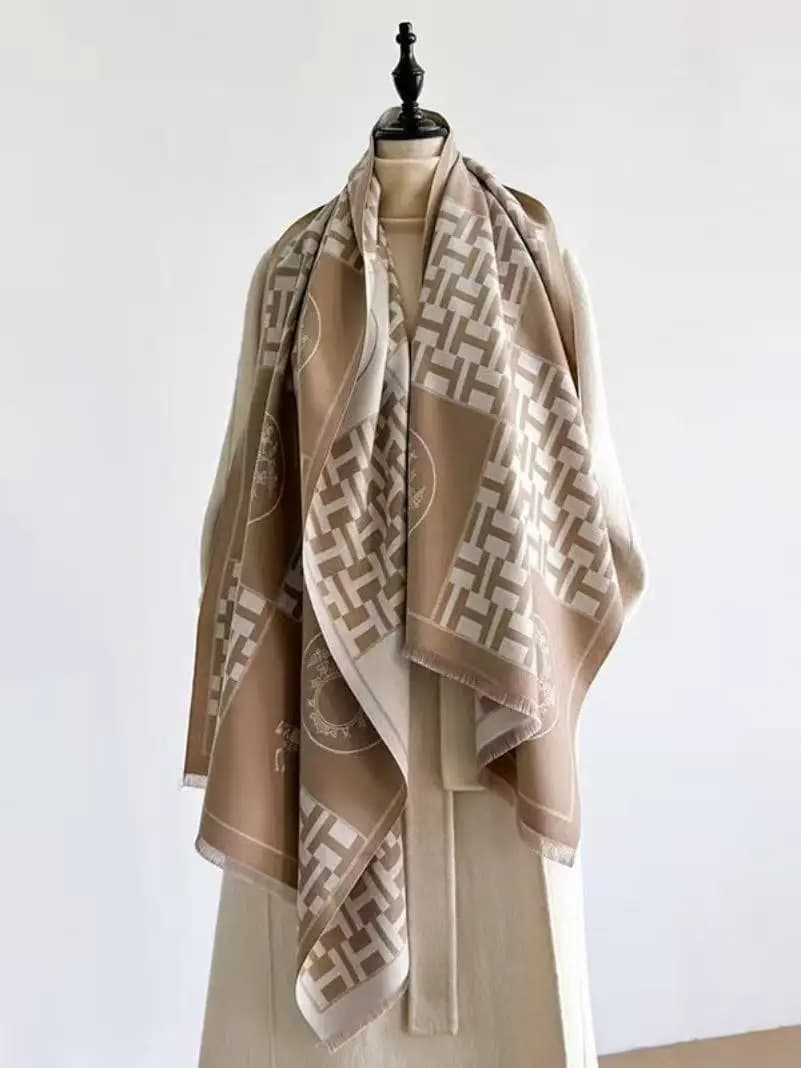 Elegant Polka Dot Design Scarf Imitation Cashmere Soft Warm Versatile Shawl Coldproof Windproof Blanket Scarf for Autumn Winter