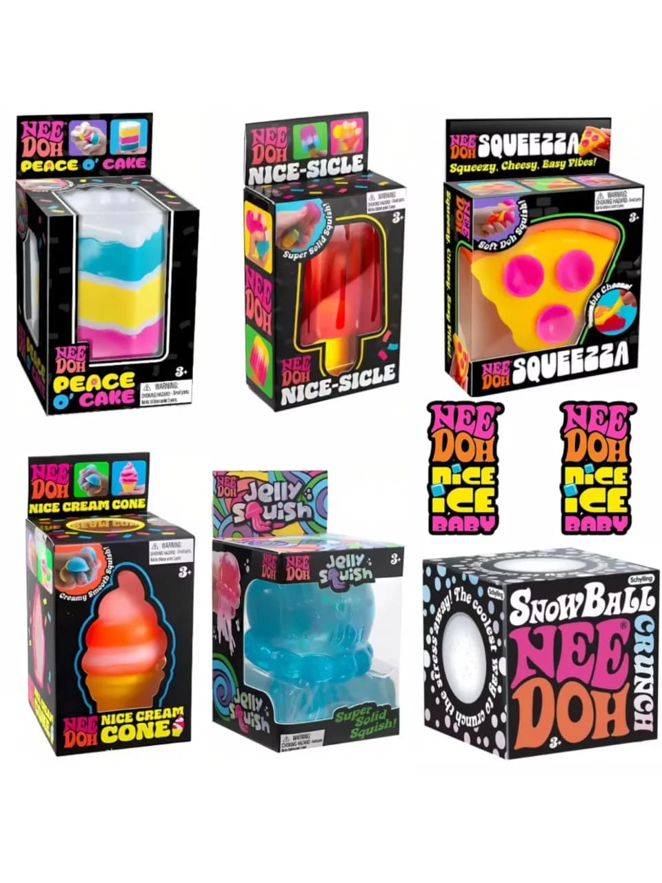 Schylling Nee Doh Nice Cube & Nice-Sicle Squishy Toy Sensory Stress Relief Squeeze Cube Anti-Anxiety Fidget Toy for Focus  ADHD